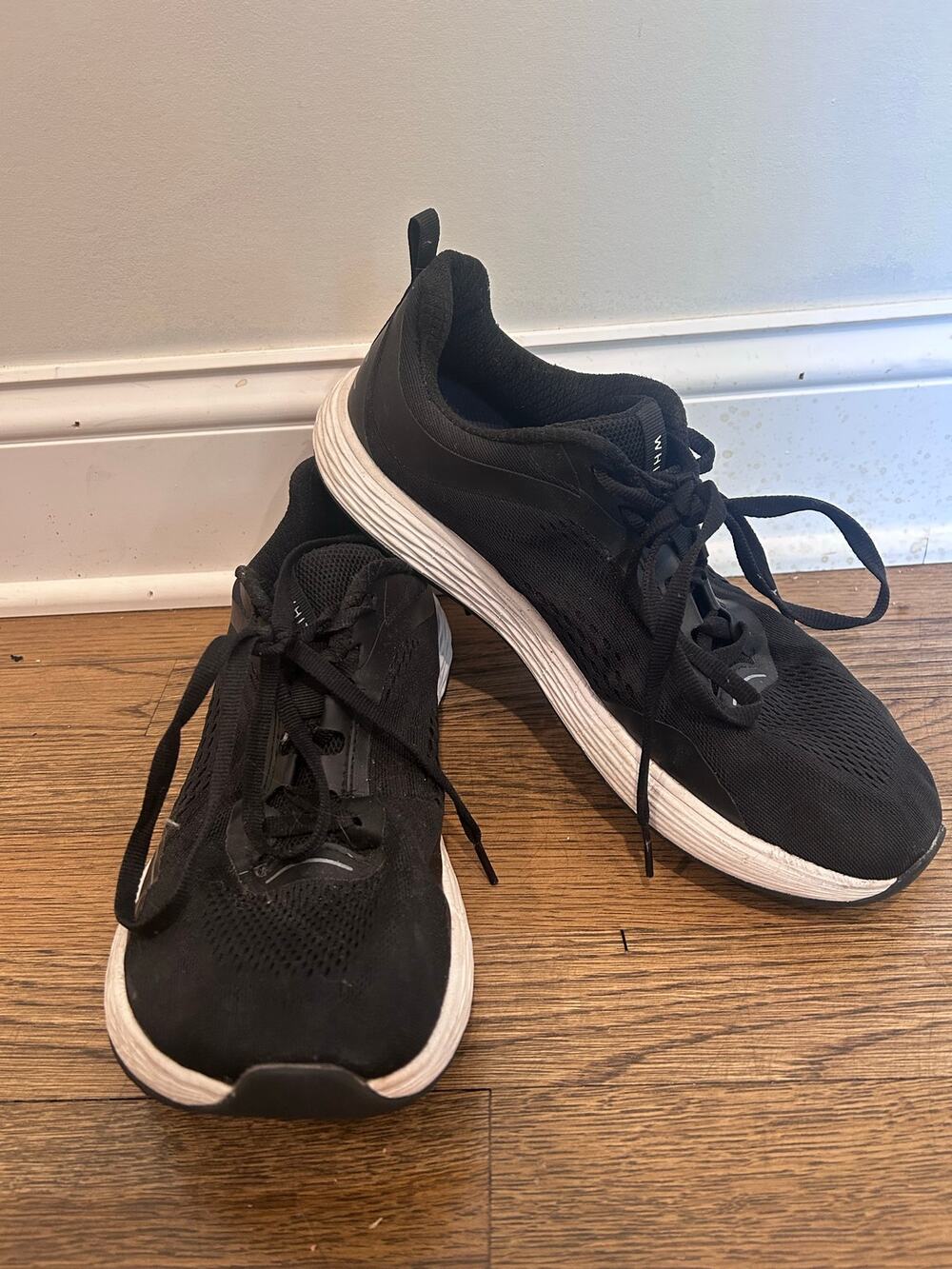 WHITIN Wide Toe Box Running Shoes Black White Barefoot Minimalist Sneaker Men 45